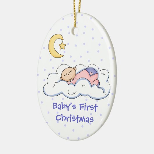 Baby op Cloud First Kerstversiering Keramisch Ornament (Links)