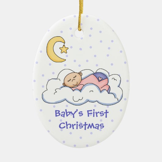 Baby op Cloud First Kerstversiering Keramisch Ornament (Voorkant)
