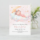 Baby op de maan slapen, baby shower kaart (Staand voorkant)