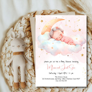 Baby op de maan slapen, baby shower kaart