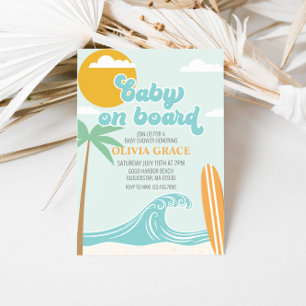 Baby op de plank surfstrand baby shower kaart
