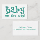 Baby op de weg Douche Registry Kaart in Blauwgroen (Voorkant / Achterkant)