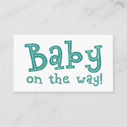 Baby op de weg Douche Registry Kaart in Blauwgroen (Voorkant)