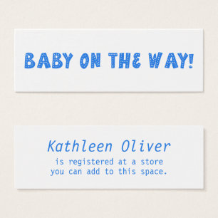 Baby op de Weg Gestippeld Blauw Gift Registry Kaar Mini Visitekaartjes