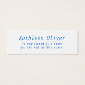 Baby op de Weg Gestippeld Blauw Gift Registry Kaar Mini Visitekaartjes (Achterkant)