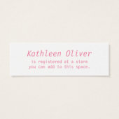 Baby op de weg gestippeld roze geschenk register K Mini Visitekaartjes (Achterkant)