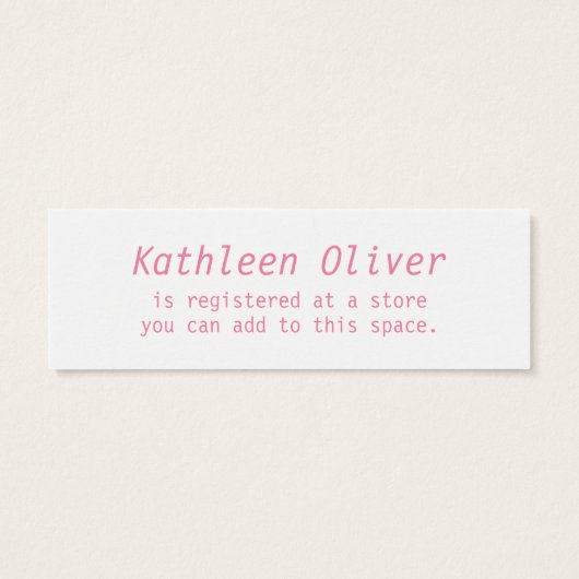 Baby op de weg gestippeld roze geschenk register K Mini Visitekaartjes (Achterkant)