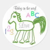 Baby op de Weg Groene Paard ABC 123 Stickers (Voorkant)