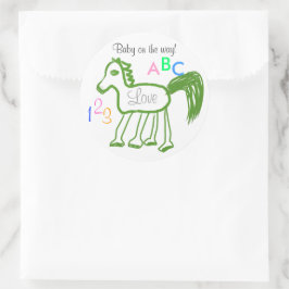 Baby op de Weg Groene Paard ABC 123 Stickers