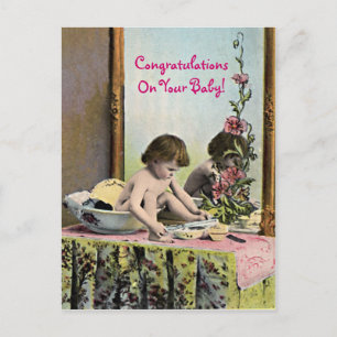 Baby op een kaptafel Briefkaart