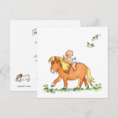 Baby op een pony paard - Geboorteaankondiging Aankondiging (Voorkant / Achterkant)