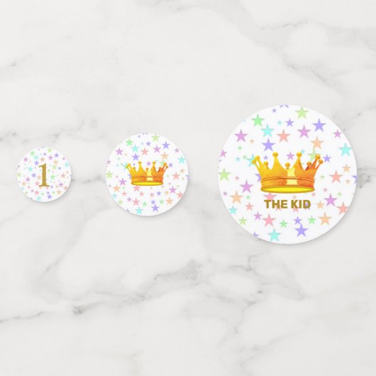 Baby op feestdag en op meerdere plaatsen gekleurde confetti (Voorkanten)