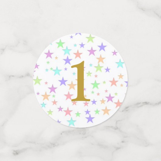 Baby op feestdag en op meerdere plaatsen gekleurde confetti (Kleine voorkant)