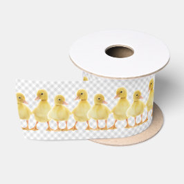 Baby op grijs gingham satijnen lint
