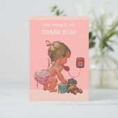  Baby op het Baby shower van de Telefoon Dank u Bedankkaart (Staand voorkant)