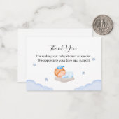 Baby op het Baby shower van de wolk Dank u Notitiekaartje (Voorkant / Achterkant in situ)