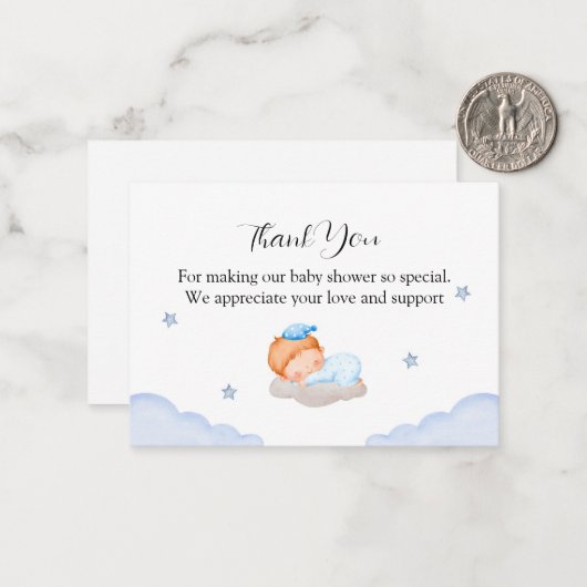 Baby op het Baby shower van de wolk Dank u Notitiekaartje (Voorkant / Achterkant in situ)