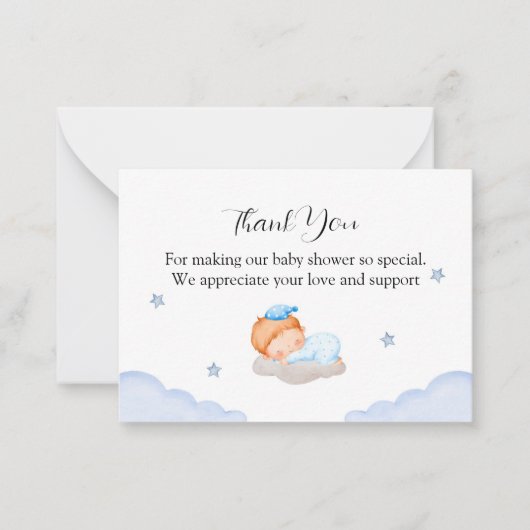 Baby op het Baby shower van de wolk Dank u Notitiekaartje (Voorkant)