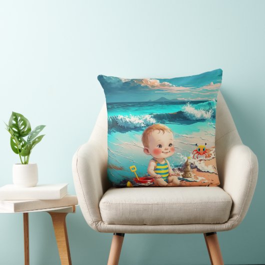 Baby op het strand kussen (Stoel)