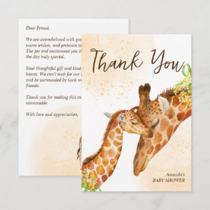 Baby op komst baby giraffe en mama baby shower bedankkaart