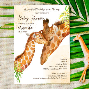 Baby op komst baby giraffe en mama baby shower kaart