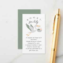 Baby op komst Cute Ooievaar Salie Groen Baby Showe Informatiekaartje