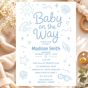 Baby op komst Strand Baby Shower Zomer Kust Kaart