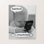 Baby op mobiele telefoon legpuzzel (Verticaal)