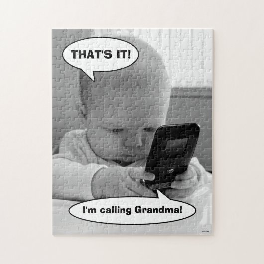 Baby op mobiele telefoon legpuzzel (Verticaal)