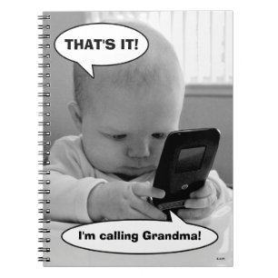 Baby op mobiele telefoon notitieboek