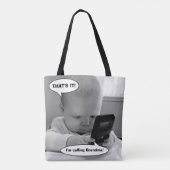 Baby op mobiele telefoon tote bag (Achterkant)
