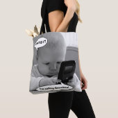 Baby op mobiele telefoon tote bag (Dichtbij)