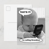 Baby op mobiele telefoon uitnodiging briefkaart (Voorkant / Achterkant)