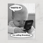 Baby op mobiele telefoon uitnodiging briefkaart (Voorkant)