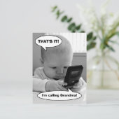 Baby op mobiele telefoon uitnodiging briefkaart (Staand voorkant)