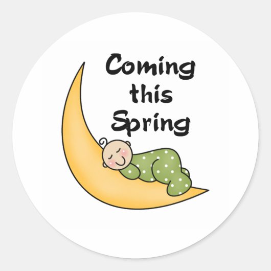 Baby op Moon Spring Ronde Sticker (Voorkant)