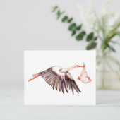 Baby op Ooievaar Briefkaart (Staand voorkant)