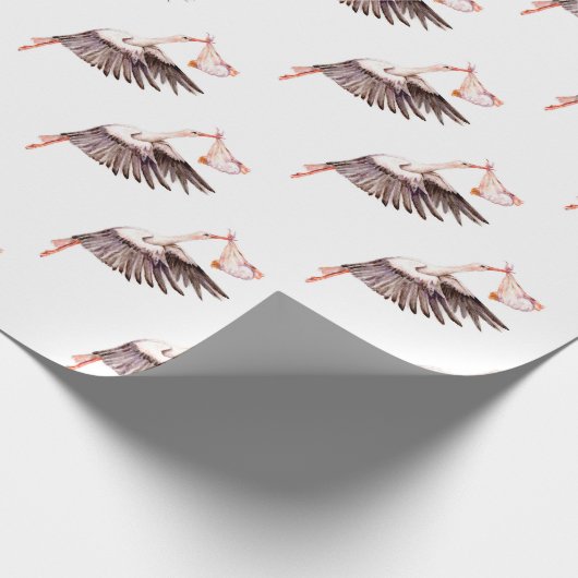 Baby op Ooievaar Cadeaupapier (Hoek)