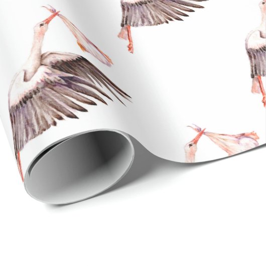 Baby op Ooievaar Cadeaupapier (Rol Hoek)