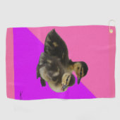 Baby op roze frambozen en Paarse sorbet Golfhanddoek (Horizontaal)