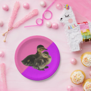 Baby op roze frambozen en Paarse sorbet Papieren Bordje