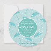 Baby op roze wolken onder het paraplu save the date (Achterkant)