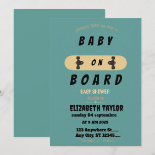 Baby op skateboard Baby Shower feest uitnodiging