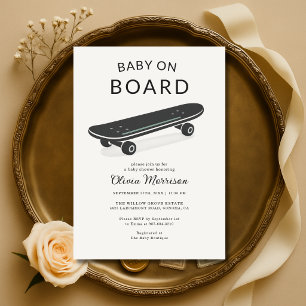 Baby op skateboard baby shower kaart