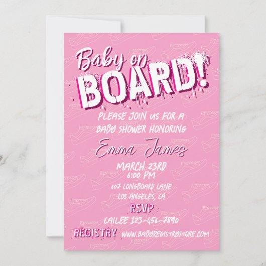 Baby op Skateboard Schoenen - Meisje - Kaart (Voorkant)