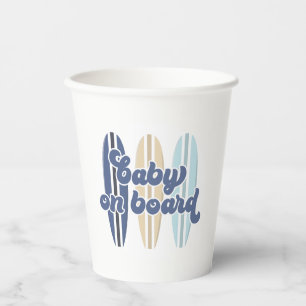 Baby op Surfboard Strand Baby Shower Papieren Bekers