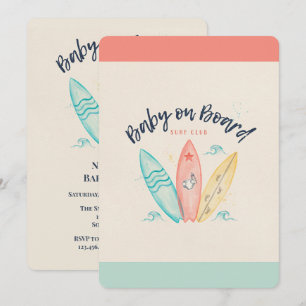 Baby Op Surfplank Baby Shower Kaart