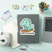 Baby op surfplank Dinosaurus Sticker (iPad Cover)