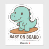 Baby op surfplank Dinosaurus Sticker (Vel)