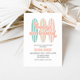 Baby op surfplank strand baby shower kaart
